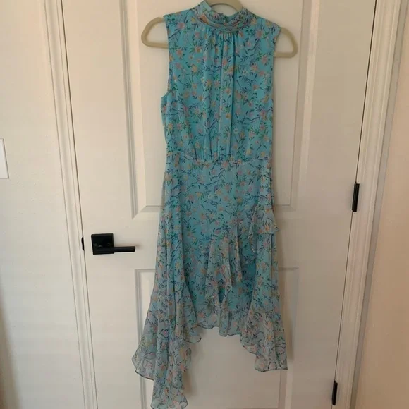 Cece Dresses | Cece Blue Floral Ruffle Midi Dress | Color: Blue | Size: 6 | Amalfi_Coast's Closet